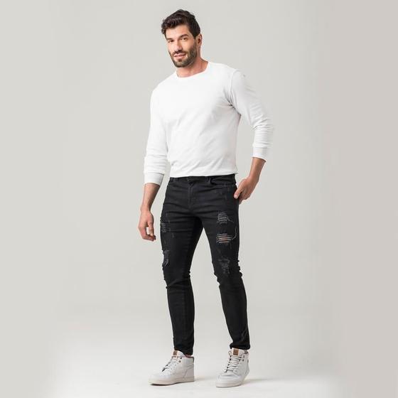 Imagem de Calça Jeans Masculina Skinny Lisa Básica Casual Confortável