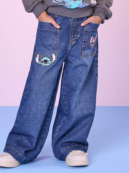 Imagem de Calça jeans pantalona stitch momi