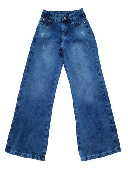 Imagem de Calça Jeans Pantalona Wide Leg Feminina Infantil Juvenil (6223)