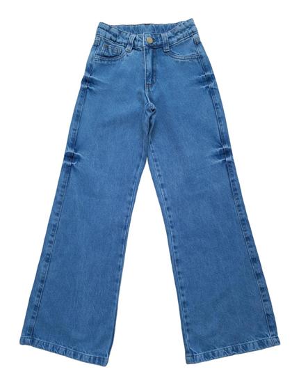 Imagem de Calça Jeans Pantalona Wide Leg Feminina Infantil Juvenil (r6235)