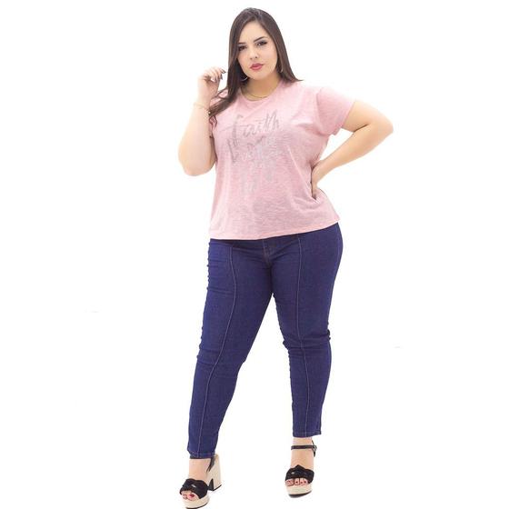 Imagem de Calça Jeans Plus Size com Costura Frontal em Alto Relevo Feminina Play Denim