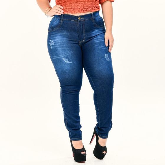 Imagem de Calça Jeans plus size feminina cintura alta 46 ao 54