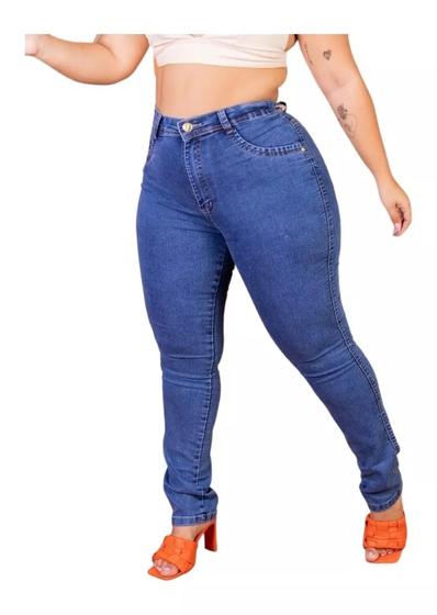 Imagem de Calça Jeans Plus Size Skinny Barra Tradicional Com Lycra