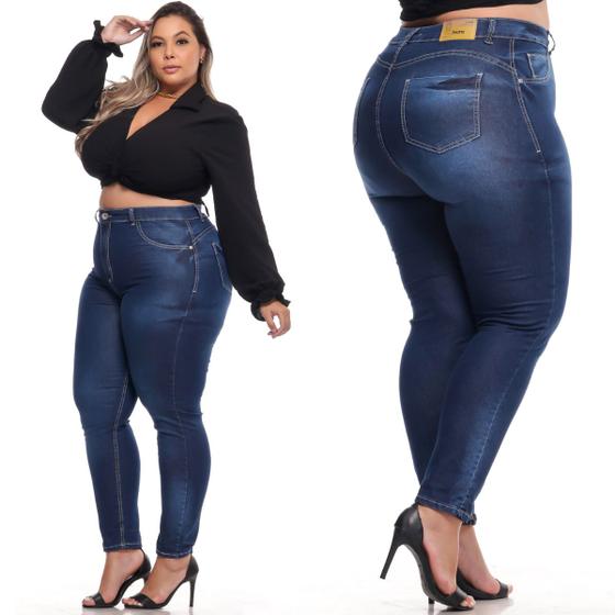Imagem de Calça Jeans Plus Size Skinny Cintura Alta Com Lycra Premium