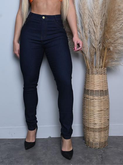 Imagem de Calça jeans premium tradicional escura levanta bumbum cos alto com laycra