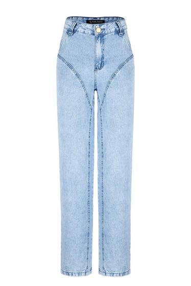 Imagem de Calça Jeans Reta com Recortes frontais