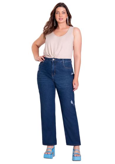 Imagem de Calça jeans reta plus size chapa barriga lunender 20680