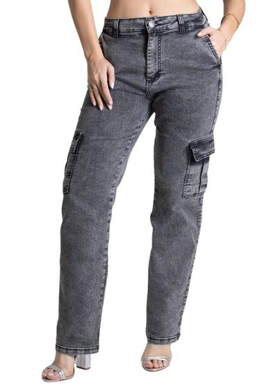 Imagem de Calça Jeans Sawary Reta Cargo - 277902 Preto