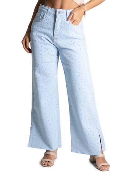 Imagem de Calça Jeans Sawary Wide Leg Cropped Azul