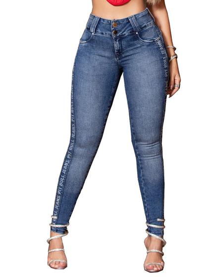 Imagem de Calça Jeans Skinny com Logomania Lateral Pit Bull Jeans