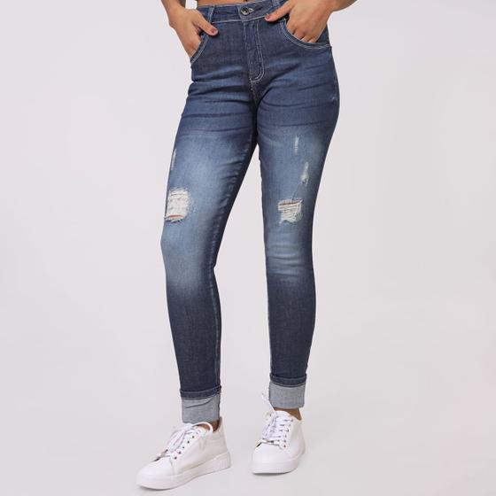 Imagem de Calça Jeans Skinny Com Rasgos E Barra Dobrada - BIOTIPO