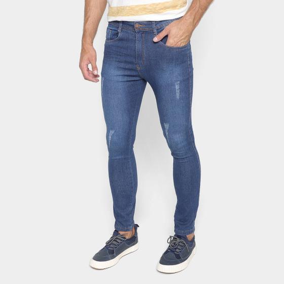 Imagem de Calça Jeans Skinny Terminal Com Puídos Masculina