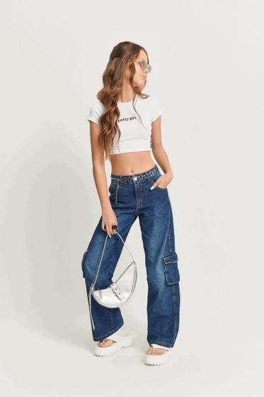 Imagem de Calça  Jeans Wide Leg Cargo Menina