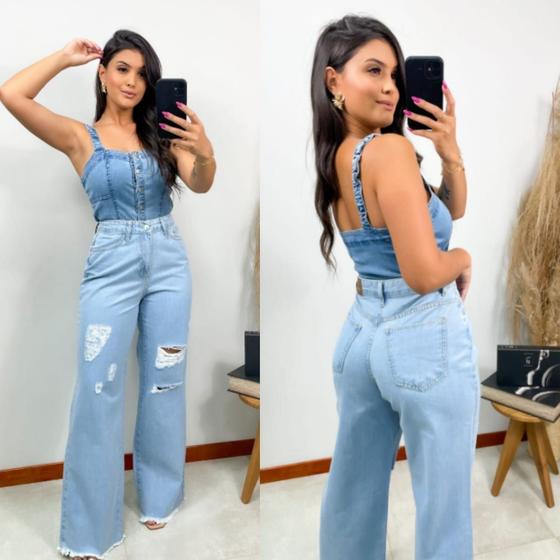 Imagem de Calça Jeans Wide Leg Cintura Alta com Rasgado Destroyer - Rotta Club