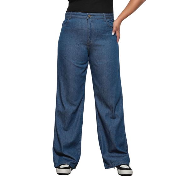 Imagem de Calça Jeans Wide Leg Plus Size Feminina 