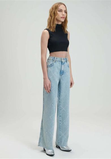 Imagem de Calca jeans wide leg super high shine myft feminina