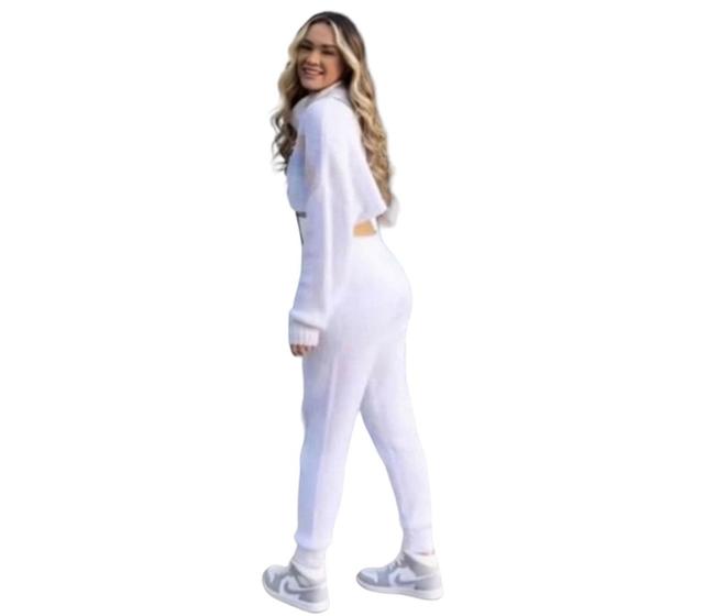 Imagem de Calça Jogger Feminina Branca Tricot Mousse