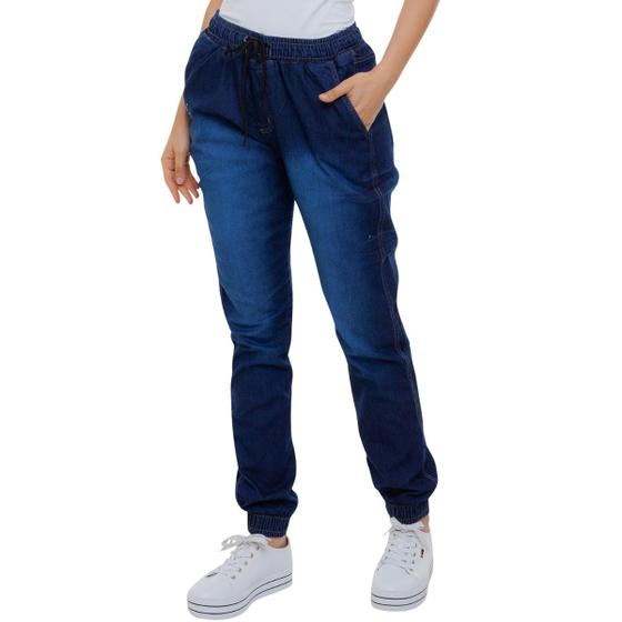 Imagem de Calça Jogger Jeans Feminina Com Elástico