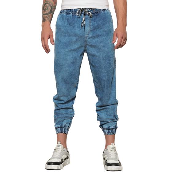 Imagem de Calça Jogger Jeans Masculina Ignis Azul Marmorizado