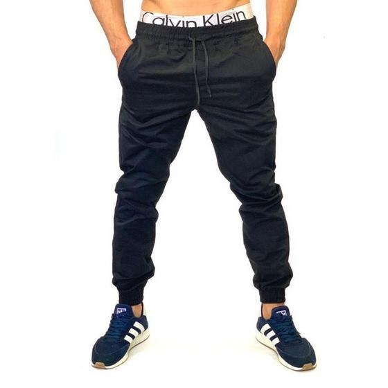 Imagem de Calça jogger jeans masculina sarja com elastico