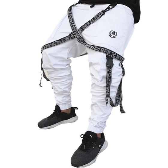 Imagem de Calça Jogger Masculina BRANCA Trend Suspenders Tracks CINZA