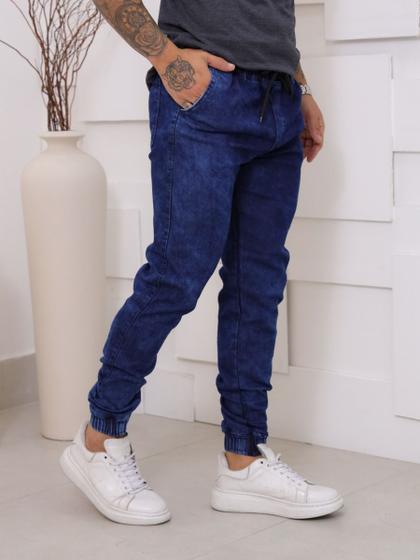 Imagem de Calça Jogger Masculina Camuflada Jeans Com Punho Elástico