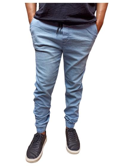 Imagem de Calça jogger Masculina jeans e sarja calça com elastano ajuste com cordão na cintura
