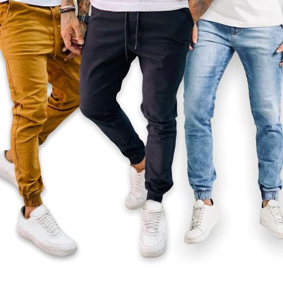 Imagem de Calça Jogger Masculina Jeans Sarja Casual 12