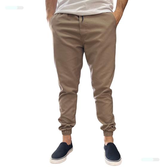 Imagem de Calça Jogger Masculina Jeans Sarja Elastano Punho Elástico