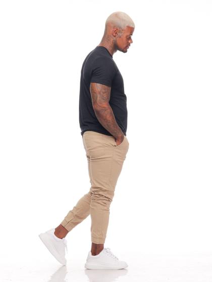 Imagem de Calça Jogger Masculina Slim Sarja Com Punho Elástico alfaiataria Swag Sport Fino Jeans