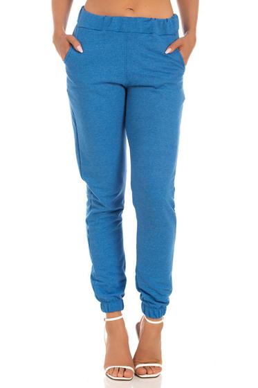 Imagem de Calça Jogger Moletom Jeans Feminino Nanda Azul