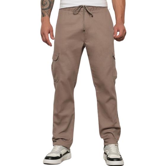 Imagem de Calça Jogger Sarja Cargo Masculina Caqui