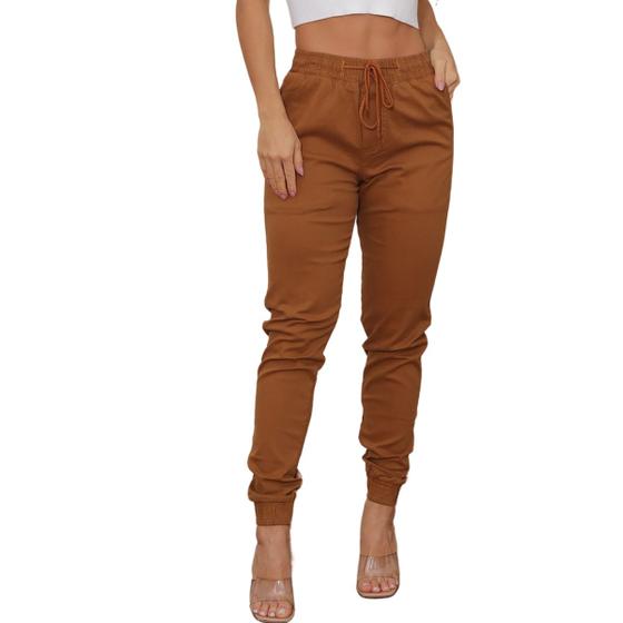 Imagem de Calça Jogger Sarja Feminina Casual Com Elastico