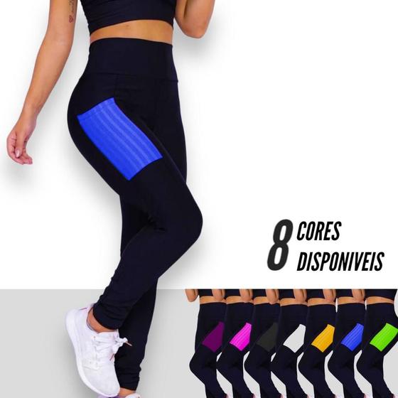 Imagem de Calça Leg Legging COM BOLSOS Cintura Alta Fitness Treino Casual Corrida Academia Cores 656