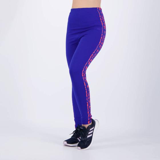 Imagem de Calça Legging Adidas 3S Animal Print Feminina Azul