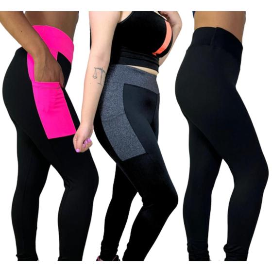 Imagem de Calça Legging Com Bolso Cos Alto Esportiva Em Alta Tecnologia