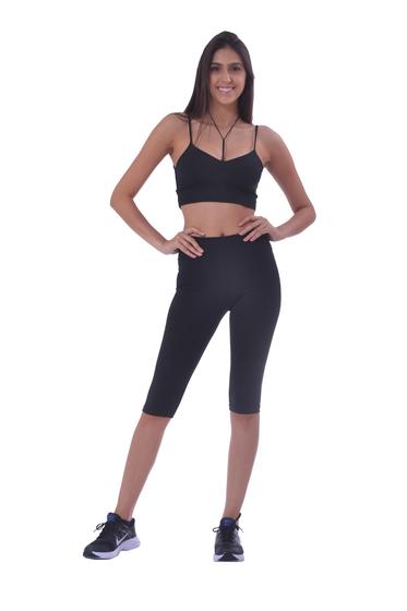 Calça Legging Corsário Fitness Power Suplex Preta GENÉRICO