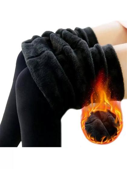 Imagem de Calça legging de inverno térmica forrada com lã cintura alta