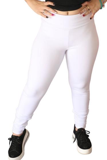 Imagem de Calca Legging Feminina calça Modeladora Branca Academia Ginastica Cós Alto Enfermeira