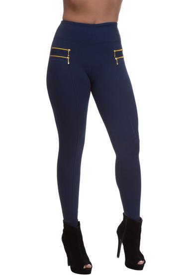 Calça Legging Feminina Miss Blessed Montaria Zíper Azul Menor preço em Calça Legging Feminina Miss Blessed Montaria Zíper Azul