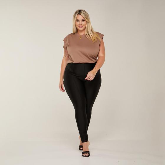 Imagem de Calça Legging Feminina Modeladora Plus Size Preta K2b Original Suplex Grossa Costuras Reforçadas