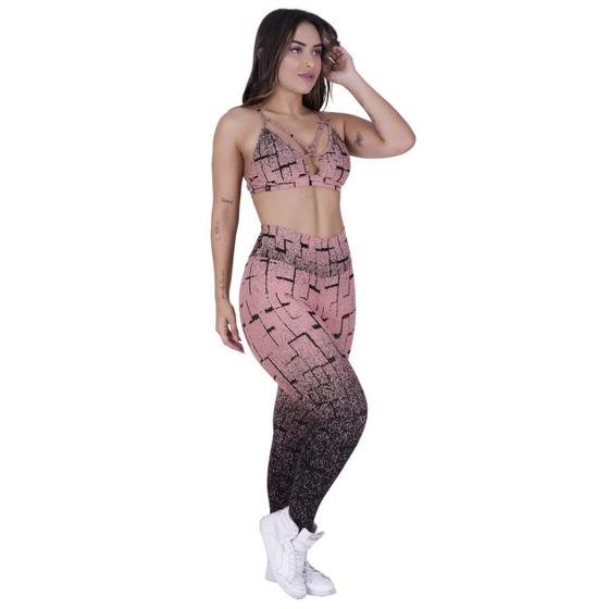 Imagem de Calça Legging Fitness Feminina Degrade Cós Alto Poliamida Orbis - salmão, G