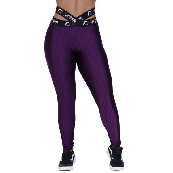 Imagem de Calça Legging Fitness Feminino Cós Elástico Transpasse Cirrê 3D Alta Orbis-ROXO