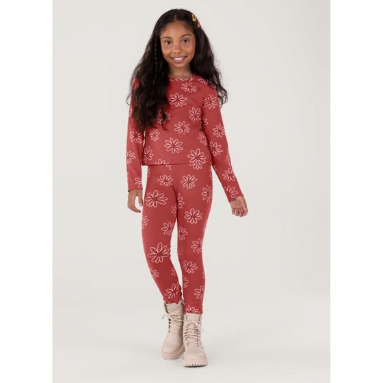 Imagem de Calça Legging Infantil Menina Cotton Rose Floral Brandili