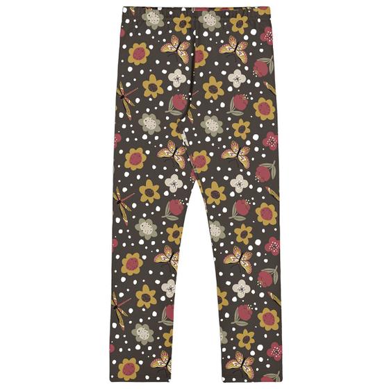 Imagem de Calça Legging Infantil Moletom Menina Florir Marrom Alakazoo