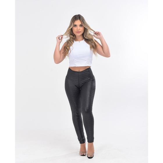 Imagem de Calça Legging Modeladora e Empina Bumbum  Tecido Cirrê Texturizado