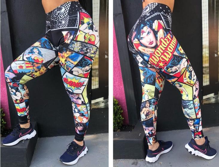 Imagem de Calça  legging  mulher  maravilha  quadrinhos