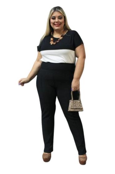 Imagem de Calça Legging Plus Size Montaria Gorgurão Canelado Com Bolsos