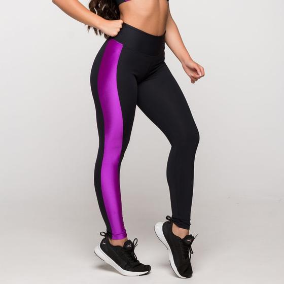 Imagem de Calça Legging Poliamida com Faixa Lateral Roxa Havaí