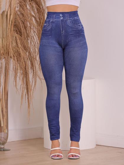 Imagem de Calça Legging Premium  Cintura Alta Fake Emita Jeans Blue Tendencia- Azul